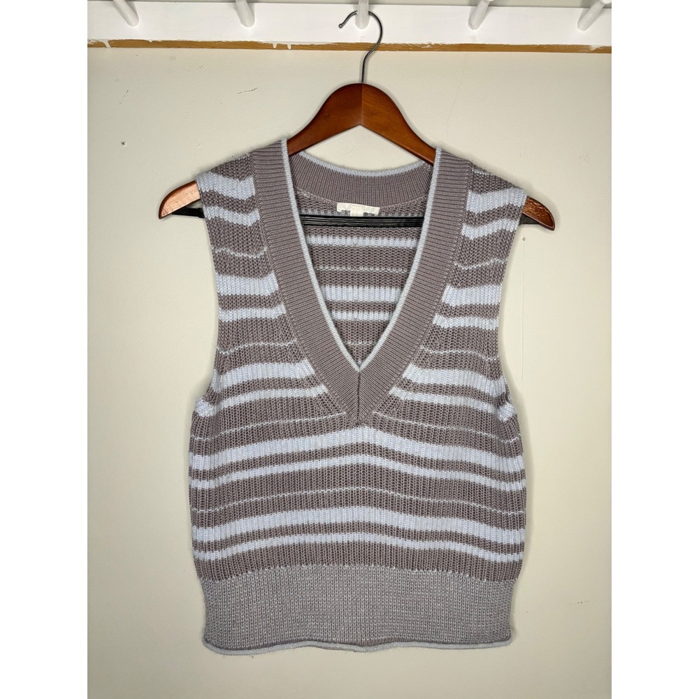 COS Alpaca Wool Sweater Vest Striped Grey Blue Minimalist XS